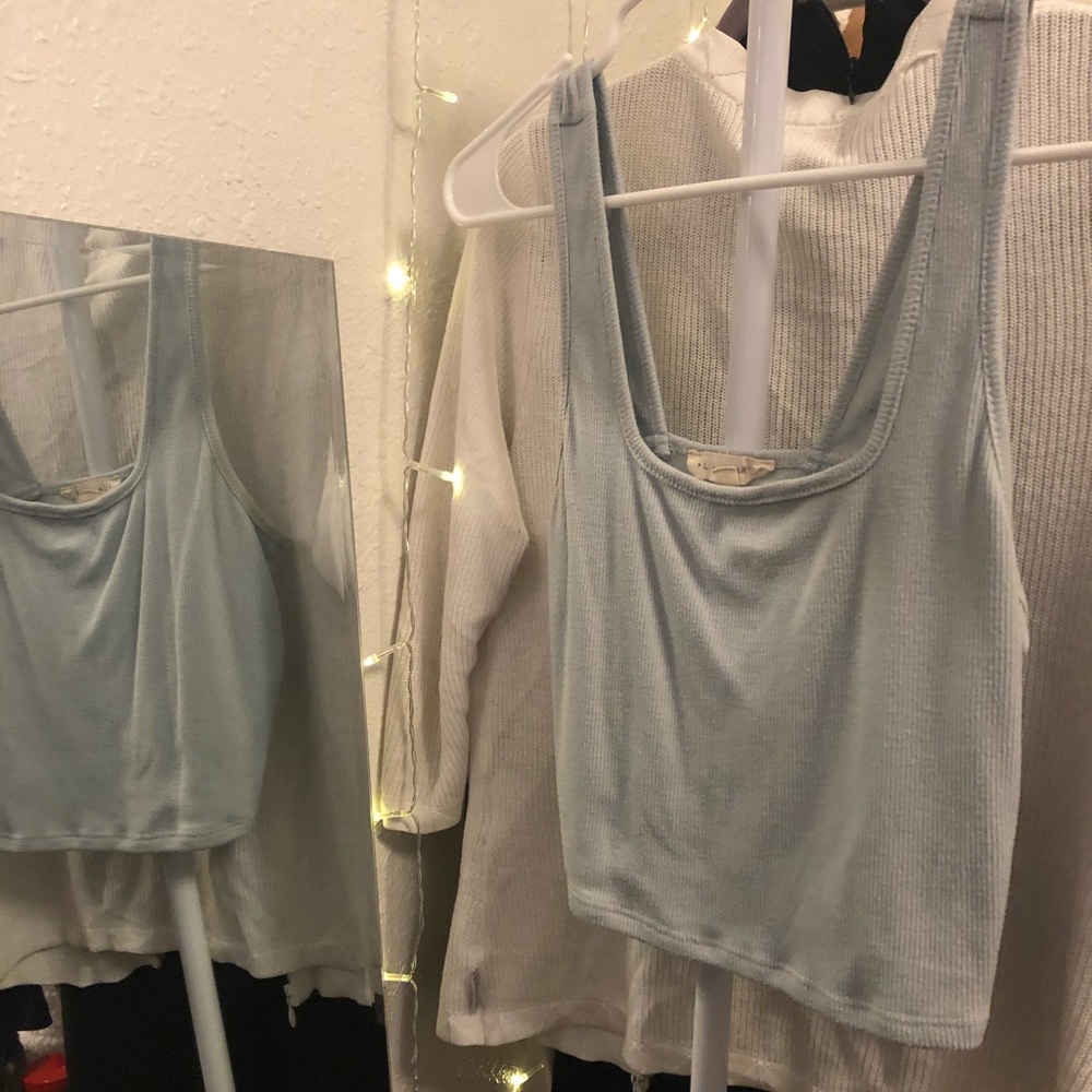 Baby blue square neck crop